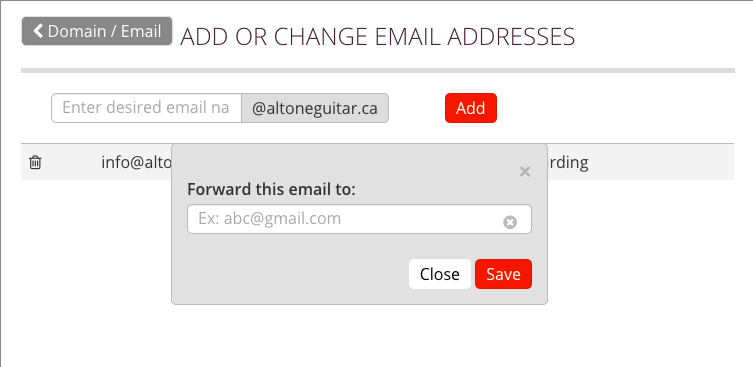 Forward Email Settings