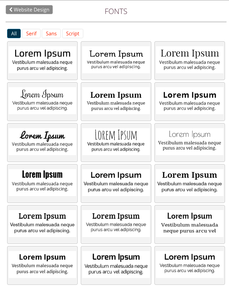 Fonts Selection